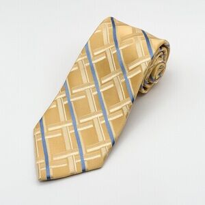 ⚜️ MICHAEL KORS ⚜️ Yellow and Blue Patterned Neck Tie 100% SILK